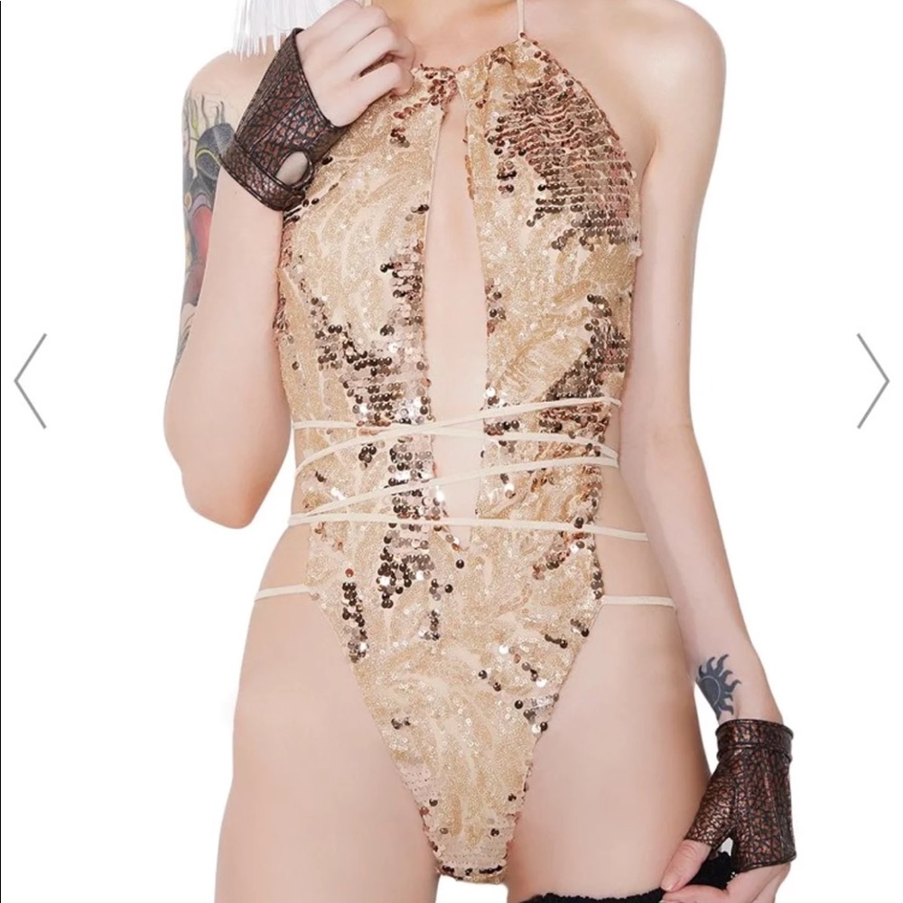 Dolls kill sparkly gold one piece
